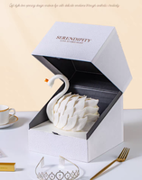 Boîte de présentation carrée en carton rigide pour gâteaux de luxe, crèmes, desserts, mousses, gâteaux cygne, pour mariages et anniversaires, avec logo personnalisé