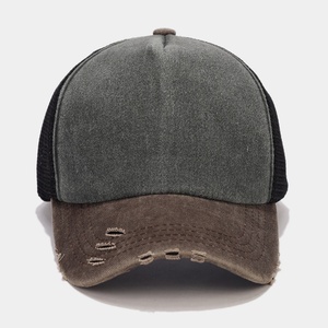 Casquette de baseball unisexe personnalisée OEM en coton lavé, style rétro vieilli, bicolore, vintage, 5 panneaux, vierge et unie - Product Image 4