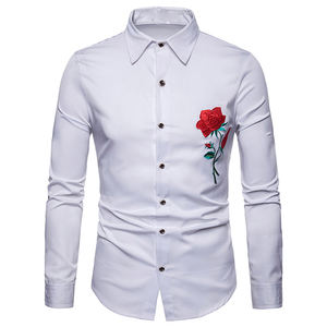 <span class=keywords><strong>Chemise</strong></span> brodée <span class=keywords><strong>de</strong></span> roses et <span class=keywords><strong>de</strong></span> fleurs pour hommes, costume à manches longues, coupe Slim, pour <span class=keywords><strong>mariage</strong></span>, smoking décontracté, pour l'automne - Product Image 5