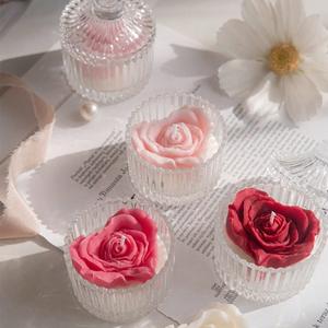 Valentine's Day Gift Heart-Shaped Rose Scented Glass <b>Candle</b> Creative Handmade Wedding & Birthday Decoration - Product Image 1