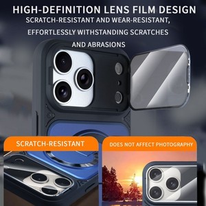 High quality Armor Strip stand Magnetic Mobile phone case for <b>iPhone</b> 17 Air 16 15 <b>14</b> Pro Max <b>Camera</b> 360 protection cover back - Product Image 4