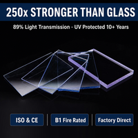 Plaque de polycarbonate solide transparente de 5-8 mm, résistante aux UV, pour la couverture des toits de poulaillers et des bâtiments agricoles