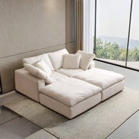 Ensemble de canapé d'angle modulaire de style Wabi-Sabi avec lit pivotant et housse en tissu pour usage hôtelier