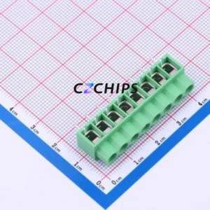 DB166-5.0-8P-GN-P Screw Terminal Block P=5mm Connector ( Construction: 1x8P )( Pitch: 5mm )( Color: Green ) - Product Image 1