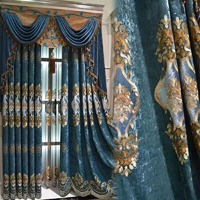 JA Vente en gros de rideaux en chenille de luxe européens personnalisables avec broderie florale à œillets pour le salon et la chambre à coucher