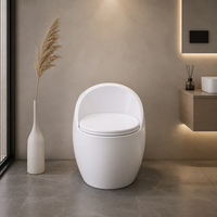 Siège de toilette en céramique monobloc, large et ovale, anti-odeur, silencieux et économe en eau pour salle de bain