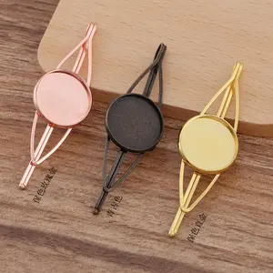 Multi-colors 20mm Copper Material Blank Base DIY Hair Clips Accessories Fashion Hairpin Diy For Jewelry