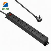 Multiprise PDU 8 prises US pour montage en rack, rallonge de cabinet 110V, protection contre les surcharges en cuivre ignifuge pour