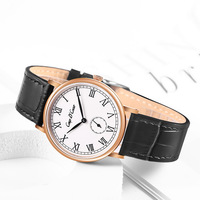 Montre mécanique pour homme avec logo personnalisé HAIOU, boîtier en acier inoxydable automatique, verre saphir, bracelet en cuir, étanche, dernier modèle simple