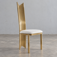 Chaise de banquet haut de gamme en acier inoxydable doré, dossier en queue de poisson, siège en PU, vente en gros pour mariages