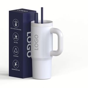 Gobelet de voyage personnalisé 40 oz pour voiture, vente chaude, tasse en acier inoxydable à double paroi avec poignée et paille, idéal pour un cadeau - Product Image 1