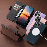 SUTENI untuk iPhone 18 Pro Max Casing Ponsel Pengisi Daya Nirkabel Tempat Kartu Dompet Berdiri Penutup Flip Tombol Magnetik 17 16 Plus 15 14