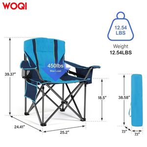 Chaise de camping pliable extra large WOQI Outdoor, capacité de charge 450 lbs, structure en aluminium, bleu paon, chaise de jardin - Product Image 1