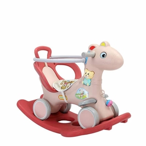 Cheval à <span class=keywords><strong>bascule</strong></span> en plastique rose pour enfants fabriqué en Chine, jouet en peluche douce en forme de <span class=keywords><strong>vache</strong></span>, jouet à enfourcher pour bébé - Product Image 4