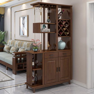 Meuble d'entrée en bois massif de style nordique, armoire de rangement multifonctionnelle pour le salon, avec portes et étagères - Product Image 2
