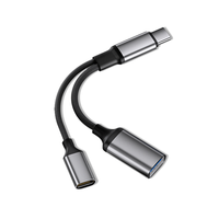 Adaptor USB C ke USB OTG 2 dalam 1, kabel adaptor dan kabel pengisi daya dengan pengisian daya PD 60W, adaptor wanita untuk iPad Pro,Samsung,iPhone 16 15