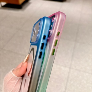 Funda Magnética Transparente con Degradado de Moda para iPhone 13 14 15 16 17 Pro Max Air, Carga Inalámbrica, Cubierta Protectora Trasera - Product Image 6