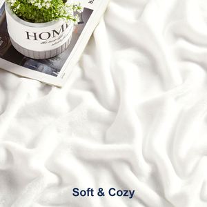 Custom Decorative Solid Lightweight Velvet Super Soft Micro Plush Flannel Fuzzy Fleece White <b>Throw</b> Blanket <b>for</b> Couch Sofa - Product Image 4