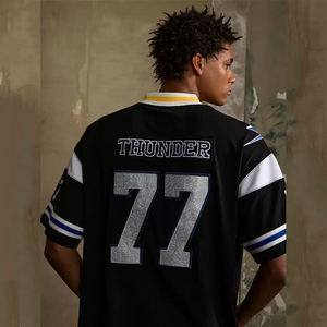 T-shirt pour homme en coton 100% de haute qualité, tricoté, logo personnalisé en strass, broderie, coupe ample, manches courtes - Product Image 4