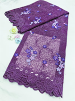 NI.AI Nouveau design Tissu en dentelle filet 3D fleuri lavable, dentelle brodée tricotée chaîne avec sequins pour robes de mariée et de soirée pour filles