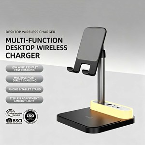 HiTao แท่นชาร์จไร้สาย 4-in-1 กำลังไฟ 15W พร้อมไฟกลางคืน สถานีชาร์จแบบหลายพอร์ต USB สำหรับโทรศัพท์และแท็บเล็ต - Product Image 3