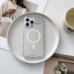 Mirror case suitable for Apple 17 magnetic phone case 16 Pro Max transparent 15 four-<b>corner</b> shockproof case - Product Image 4