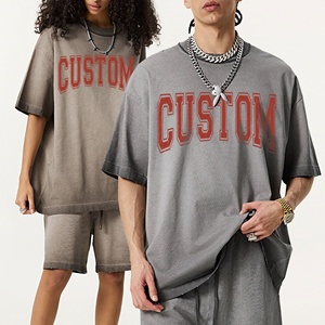 Luxe imprimé hommes haute qualité graphique noir surdimensionné lourd Vintage pierre lavé Logo T-Shirts personnalisé lavage à l'acide t-shirt - Product Image 1