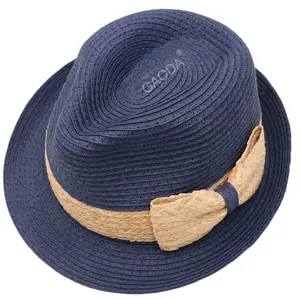 Chapéus de jazz de lazer portáteis de palha e ráfia de papel de moda verão unissex chapéu Fedora