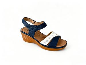 Sandales plates en cuir à bride arrière, bout ouvert, respirantes, avec fermeture à boucle, style été - Product Image 3