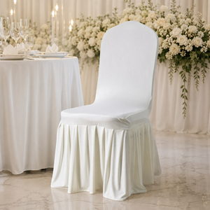 Housse de chaise en spandex anti-plis avec jupe plissée pour la location d'événements et la décoration des sièges de banquet - Product Image 1