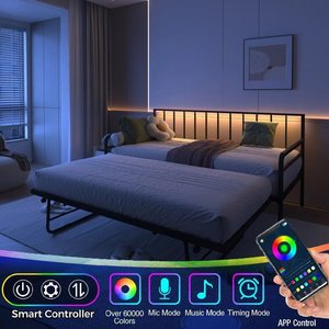 Modern Twin Size Daybed <strong>Frame</strong> Charging Station Trundle Height Adjustable Metal <strong>Sofa</strong> <strong>Bed</strong> <strong>Frame</strong> LED Lights Living Room Hospital - Product Image 2