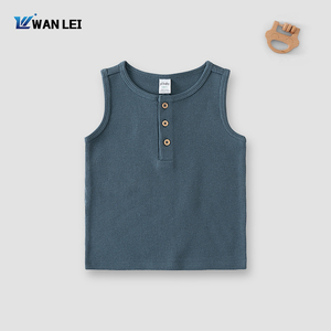 Ensembles 3 Pièces Été 2026 pour Garçons : Gilet et Short en Maille Gaufre, Coton CVC Doux 210 g/m², Tenues Décontractées pour Tout-Petits - Product Image 3