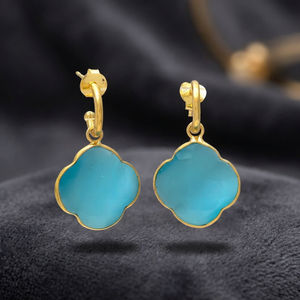 Boucles d'oreilles en laiton et onyx faites à la main, forme de fleur, style ethnique, unisexe, mode bohème - Product Image 3