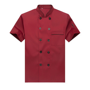 Logo personalizzato bianco a maniche corte da uomo <span class=keywords><strong>Chef</strong></span> cucina uniforme camicia da ristorante manica corta abiti da lavoro - Product Image 4