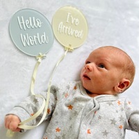 "Hello World" Disques acryliques en forme de ballon pour baby shower Cartes acryliques Baby Milestone