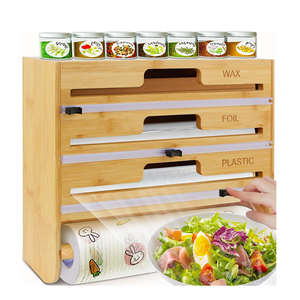 5 in 1 Plastic Wrap Food Dispenser with Cutter Wax Paper Parchment Roll Aluminum Foil Dispenser for Kitchen Organization Storage
