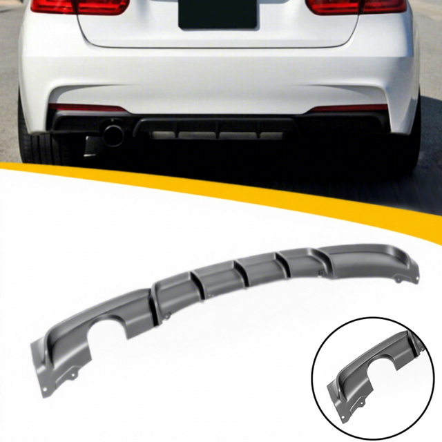 Factory Wholesale Plastic Carbon Fiber Look Left Single Exhaust Pipe F30 Rear Lip Diffuser for BMW 3 Series F30 Sedan 2012-2018