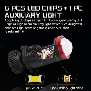 H4L PRO Gros Mini H4 Bi Led Projecteur Lentille Phares Auto Ampoules - Product Image 4