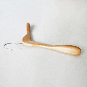 Compact 385mm Concave Natural Solid Wood Chrome Hook Women Apparel Store Clothing Display <b>hangers</b> manufacturer - Product Image 2