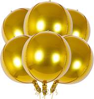 Großhandel 4D Metallic Goldfolie Mylar Luftballons Große 22-Zoll-Spiegelkugel für Geburtstags feier Dekorationen 4D Runde Folien Luftballons