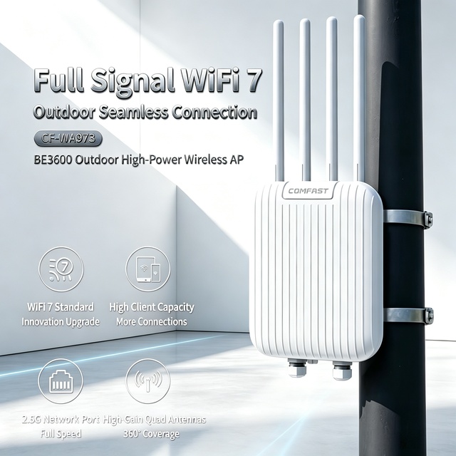 Authorized COMFAST CF-WA973 BE3600 WiFi 7 Outdoor Wireless AP Dual Band 2.5G Port IP67 Waterproof Long Range Access Point