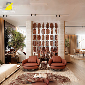 Luminaire décoratif artistique en métal en forme de disque, grand éclairage suspendu pour séparation d'espace, idéal pour villa à <span class=keywords><strong>plafond</strong></span> haut, espace commercial - Product Image 6