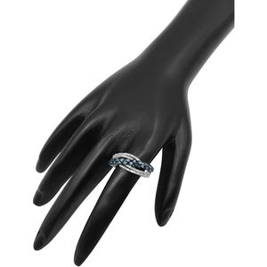 Ornaatis Diamond <b>Ring</b> 0.87 Cttw Round Cut White Blue Swirl Engagement Wedding Band For Women <b>925</b> Sterling <b>Silver</b> - Product Image 5