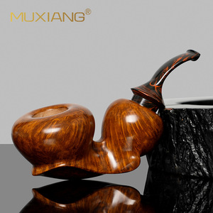 Muxiang Handmade Solid Wood Gourd Shaped Tobacco Pipe Free Style Smoking Device - Product Image 4