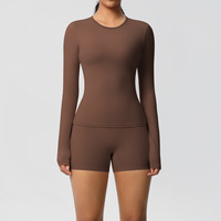 Nouveau costume de yoga pour femmes en deux pièces, respirant, solide, double face, ajusté, long