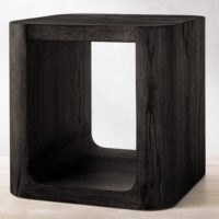 Table d'appoint en bois massif de chêne blanc style Wabi-Sabi |   Canapé d'angle pour salon et table basse avec espace de rangement