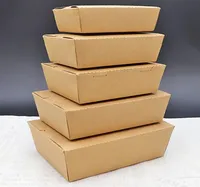 Boîte à lunch jetable en papier kraft imprimée en flexographie personnalisée, avec lamination mate/brillante, logo pour les restaurants de sushis à emporter, emballage alimentaire