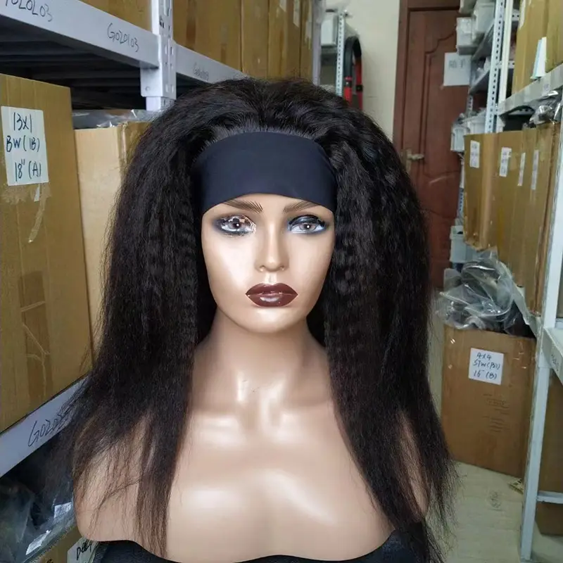 Yaki-Peluca de cabello humano indio sin procesar para mujer, cabellera artificial de 18 pulgadas, hecha a máquina, con cutícula natural, pelo lacio brasileño