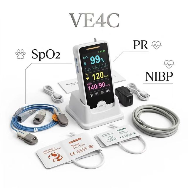 VE4C Portable veterinary hospital monitor for animal blood pressure +SPO2+ pulse oximeter MULTI-parameter vet monitor