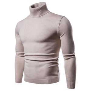 Nouveau printemps automne hommes mode tricot <span class=keywords><strong>tour</strong></span> <span class=keywords><strong>de</strong></span> <span class=keywords><strong>cou</strong></span> col haut <span class=keywords><strong>à</strong></span> manches longues couleur unie mince décontracté hauts Blouse tricots pull - Product Image 4